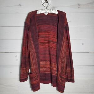 J. Jill Cardigan Wool Blend Open Front Sweater Boho Multicolor
